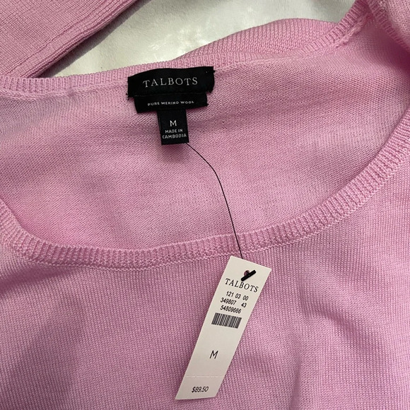 New! Talbots pearl sleeve cuff 100% merino wool crewneck sweater 28771 - Picture 7 of 9